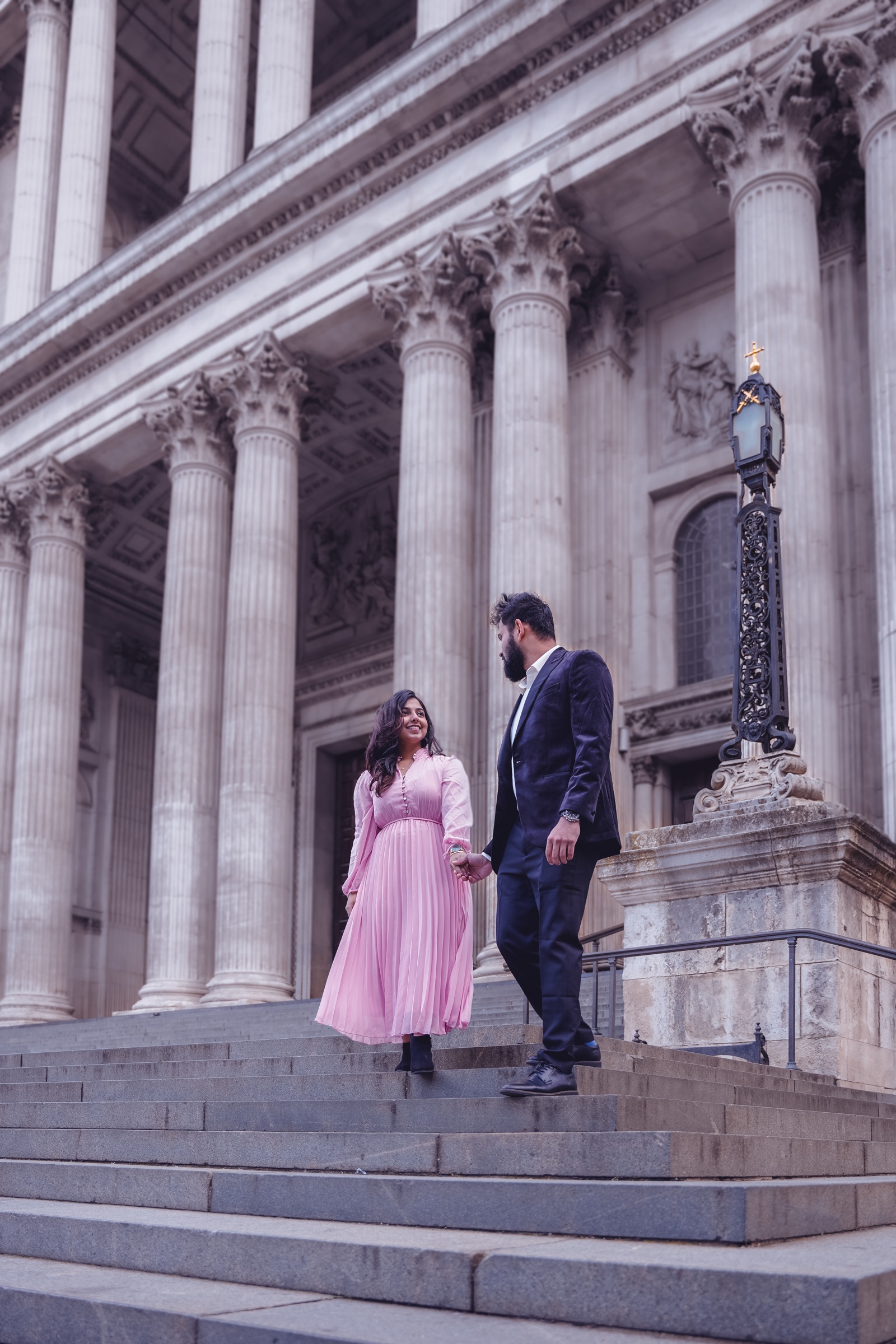 Couple outside a London landmark