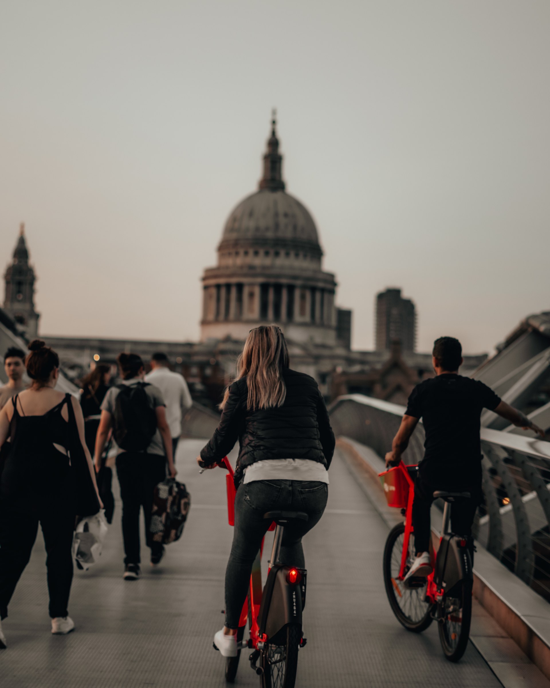Cyclists crossing London